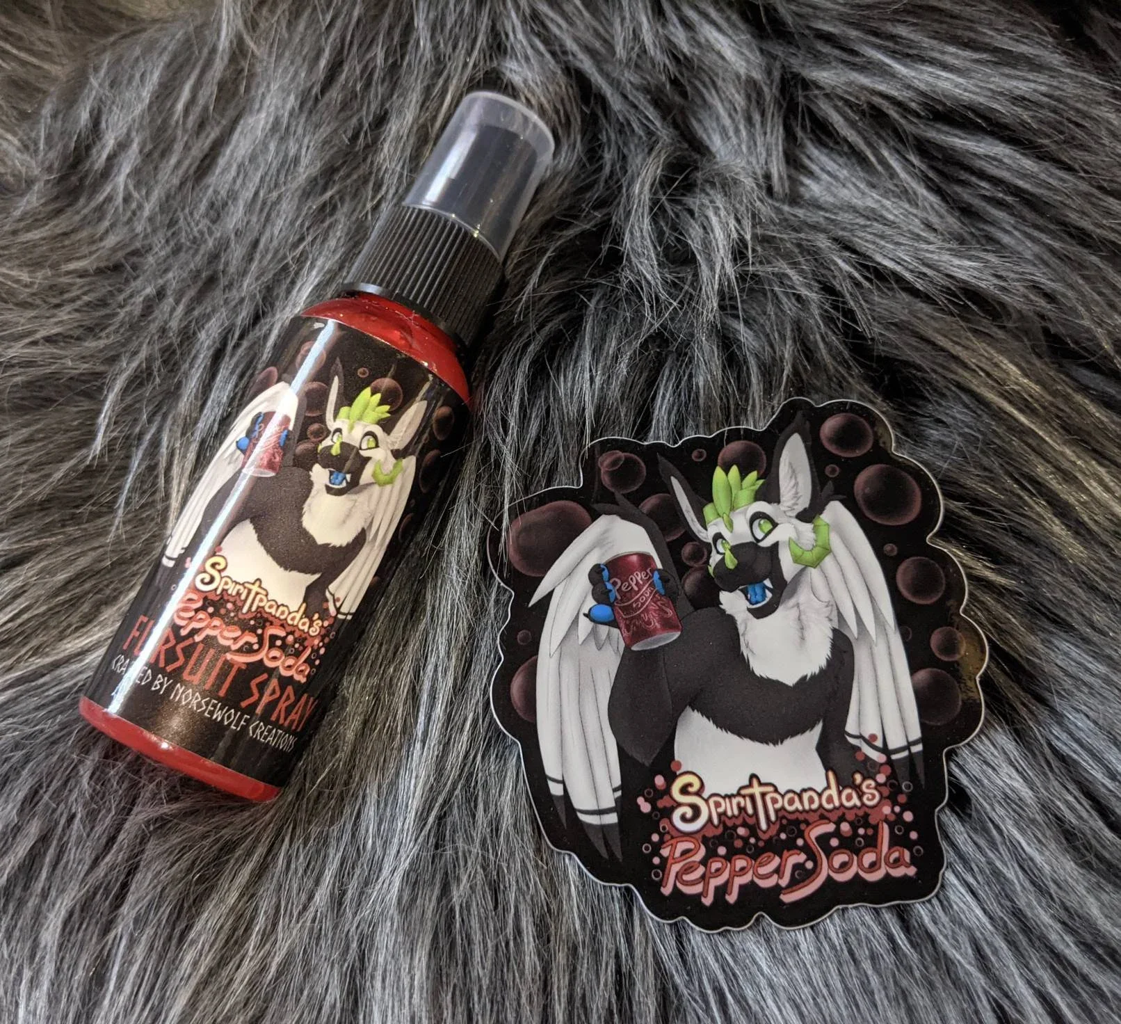 Spiritpanda's Pepper Soda fursuit spray 50ml + 3" sticker by Norsewolf Creations