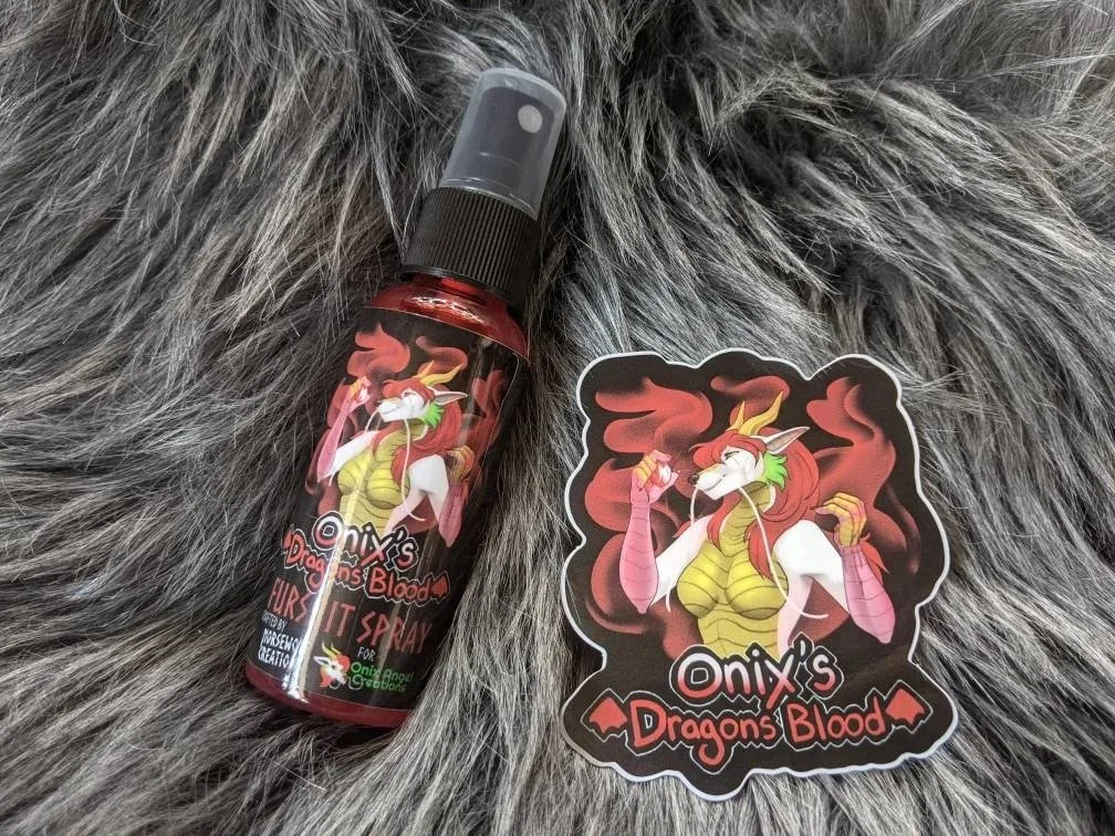 Onix's Dragons Blood fursuit spray 50ml + 3" sticker by Norsewolf Creations