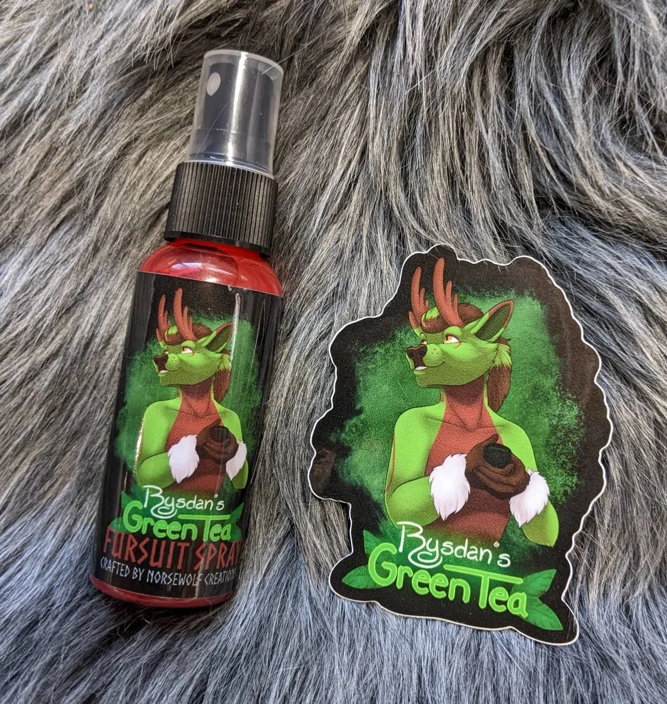 Rysdan's Green Tea fursuit spray 50ml + 3" sticker by Norsewolf Creations