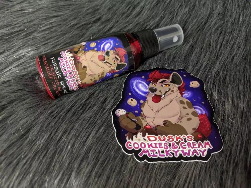 Dusk's Cookies n Cream fursuit spray 50ml + 3" sticker by Norsewolf Creations