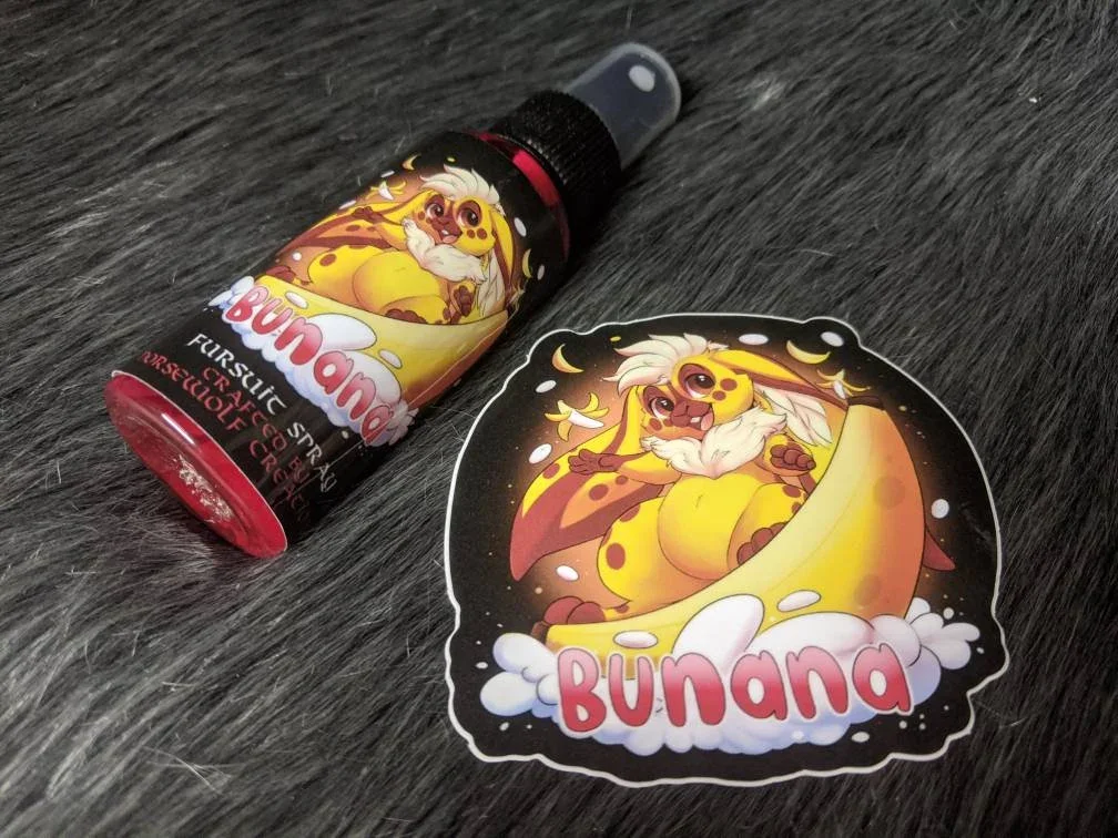 Bunana Banana fursuit spray 50ml + 3" sticker by Norsewolf Creations