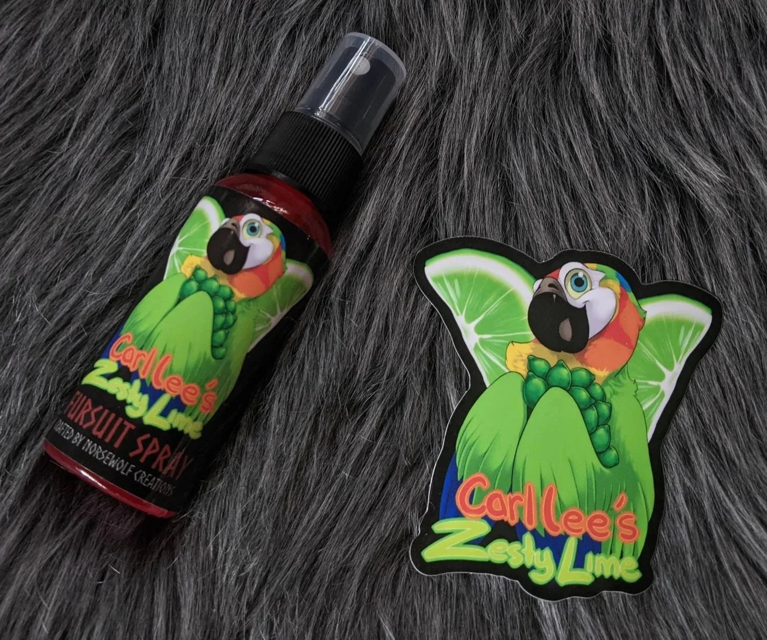 Carl Lee's Zesty Lime fursuit spray 50ml + 3" sticker by Norsewolf Creations