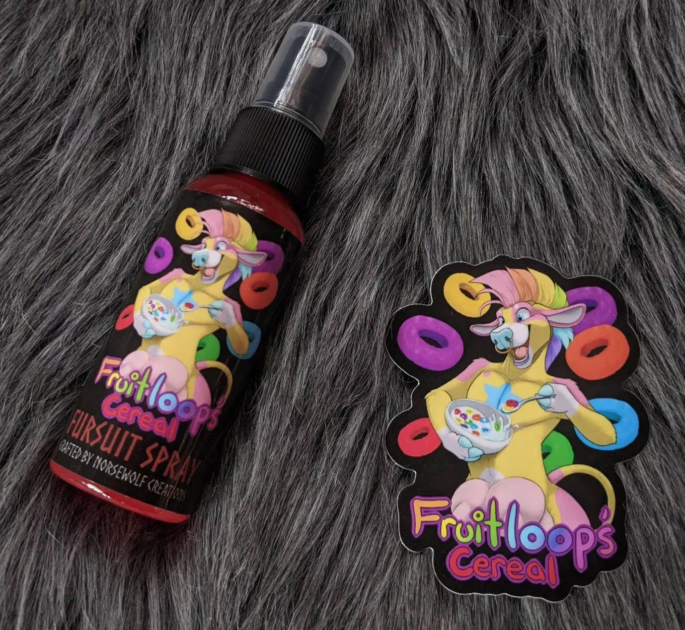 Fruitloop's Cereal fursuit spray 50ml + 3" sticker by Norsewolf Creations