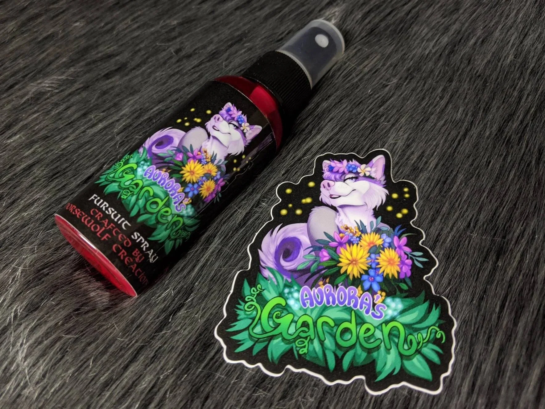 Aurora's Garden fursuit spray 50ml + 3" sticker by Norsewolf Creations