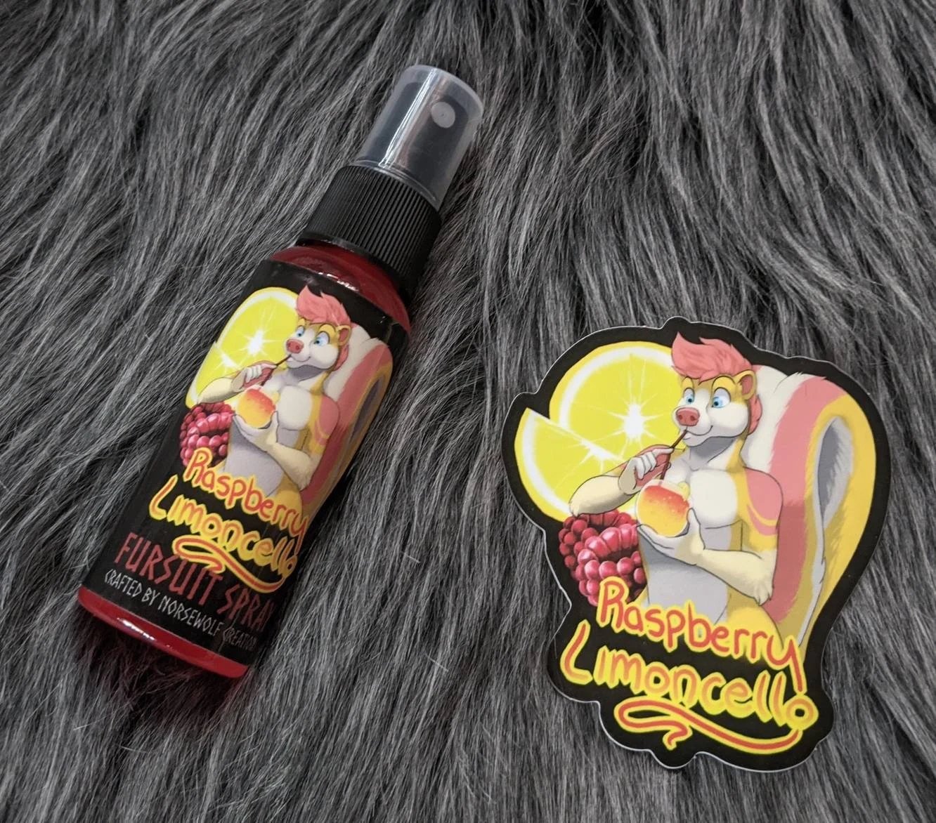 Raspberry Limoncello fursuit spray 50ml + 3" sticker by Norsewolf Creations