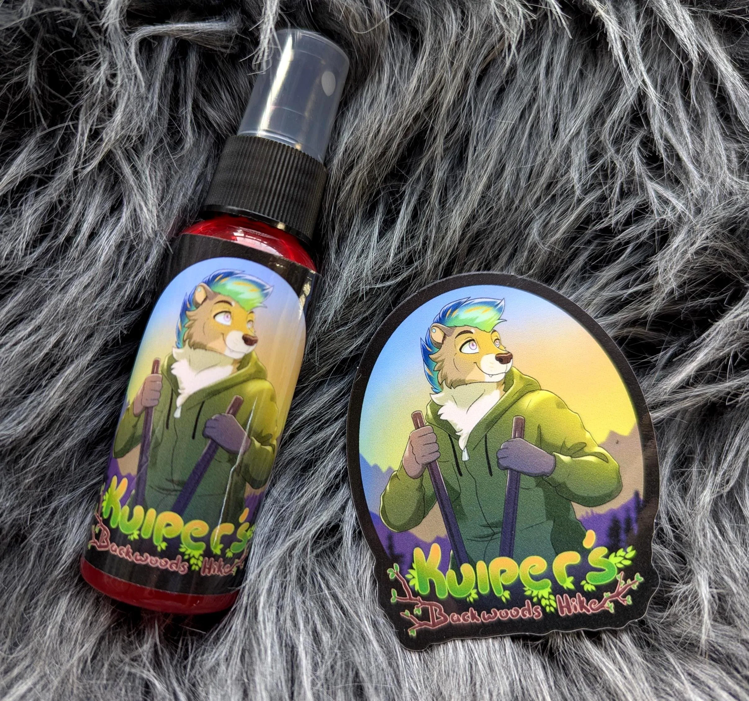 Kuiper's Backwoods Hike fursuit spray 50ml + 3" sticker by Norsewolf Creations