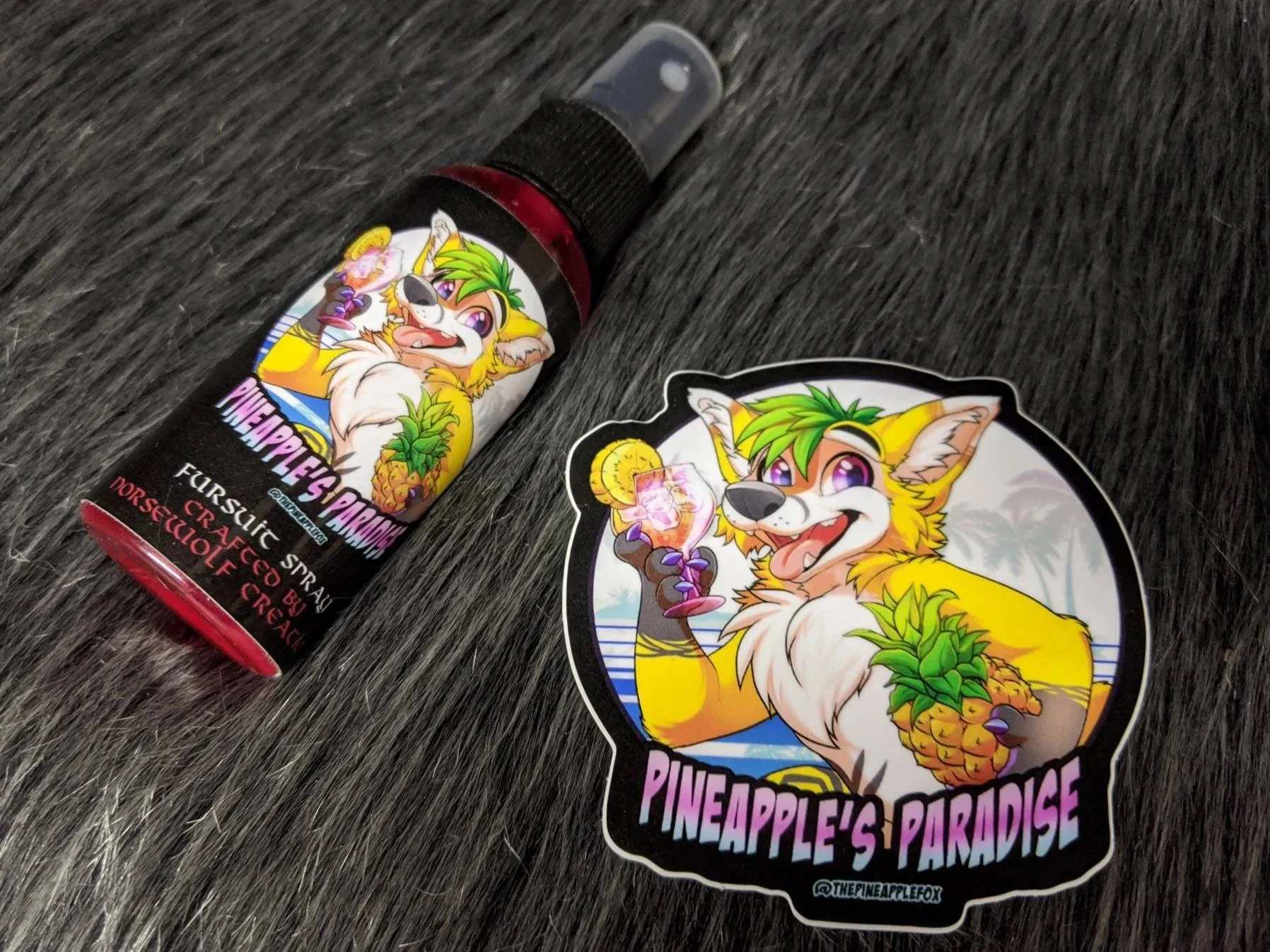 Pineapple's Paradise fursuit spray 50ml + 3" sticker by Norsewolf Creations