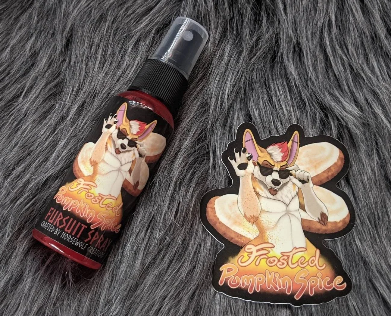 Frosted Pumpkin Spice fursuit spray 50ml + 3" sticker by Norsewolf Creations