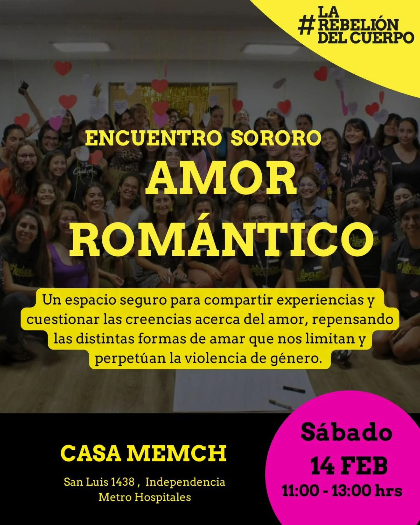 Te invitamos a nuestro Encuentro Sororo sobre el AMOR ROM&Aacute;NTICO, un espacio abierto y participativo donde nos encontramos a compartir experiencias y reflexiones que nos atraviesan como mujeres y a trabajar juntas para comprender y enfrentar la
