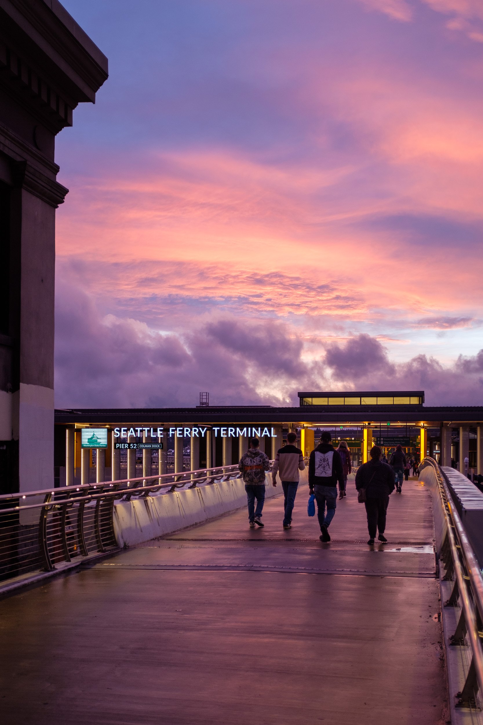 Arthur Art Ross Seattle Ferry Terminal Architecture Photography NBBJ-Biker-Sunset_approach-3.jpg