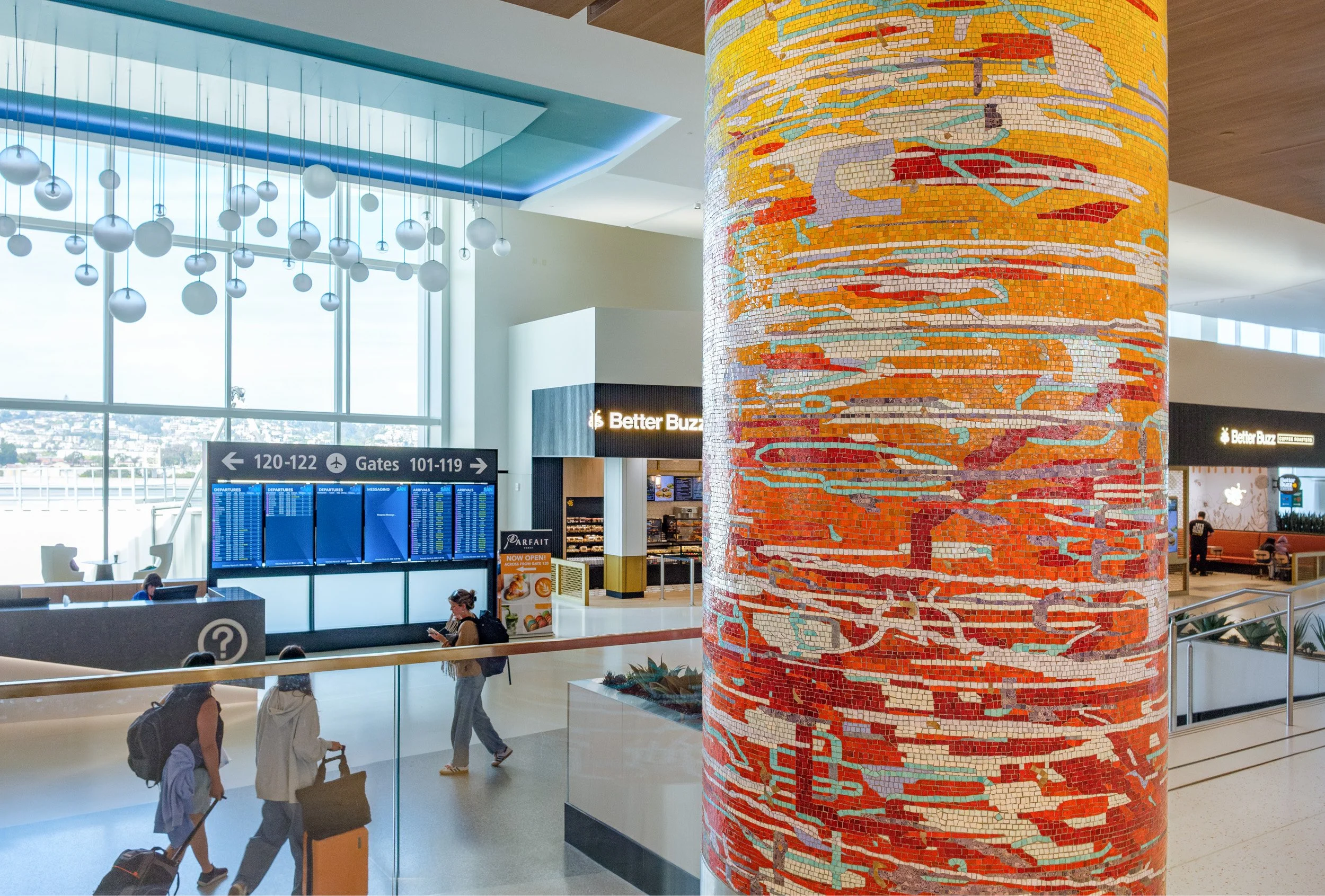 San Diego International Airport New Terminal 1, public art by Amy Ellingson, A Day in the Sun, architecture by Gensler, constructed by Turner Construction and FlatironDragados - Terminal Image of Column