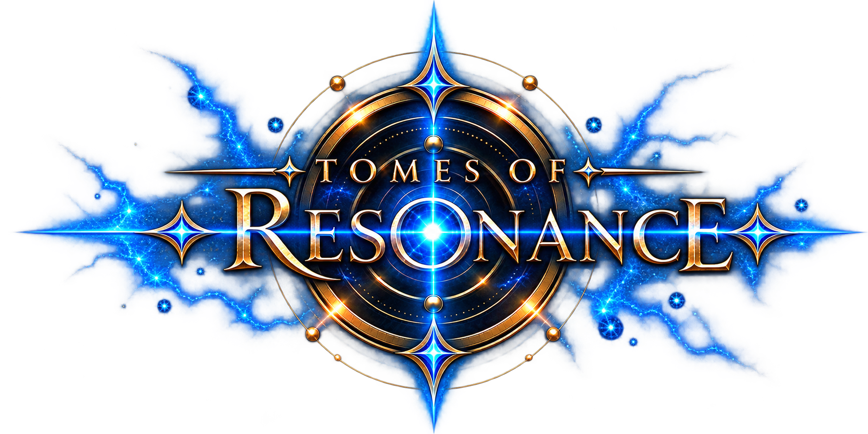 Tomes of Resonance logo featuring metallic celestial geometry and luminous blue Resonance energy.