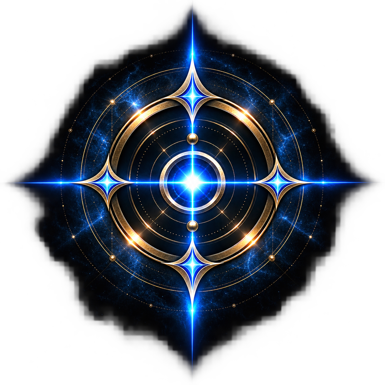 Resonance sigil featuring a blue-white energy core surrounded by metallic celestial geometry.