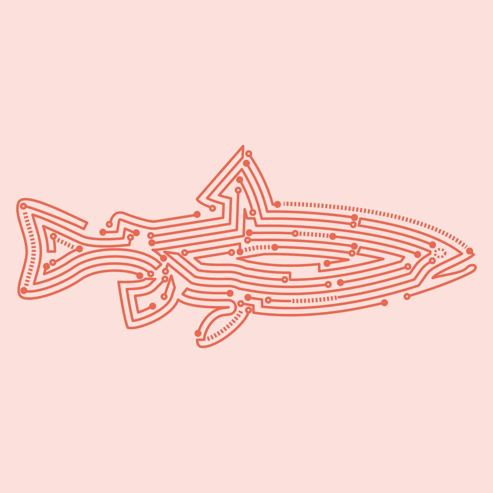 Created a line art illustration of a fish as a personal project.