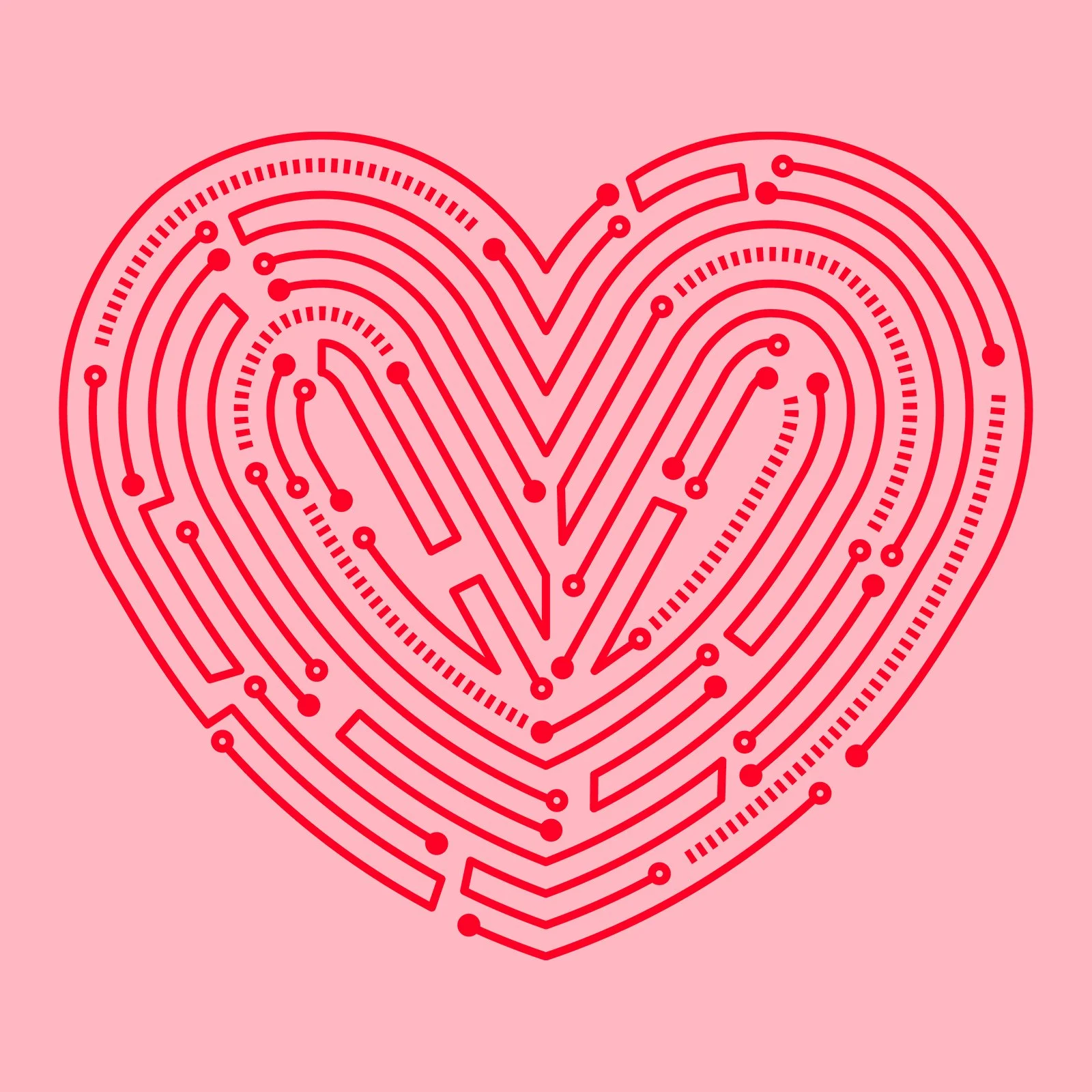 Created a line art illustration of a heart as a personal project.