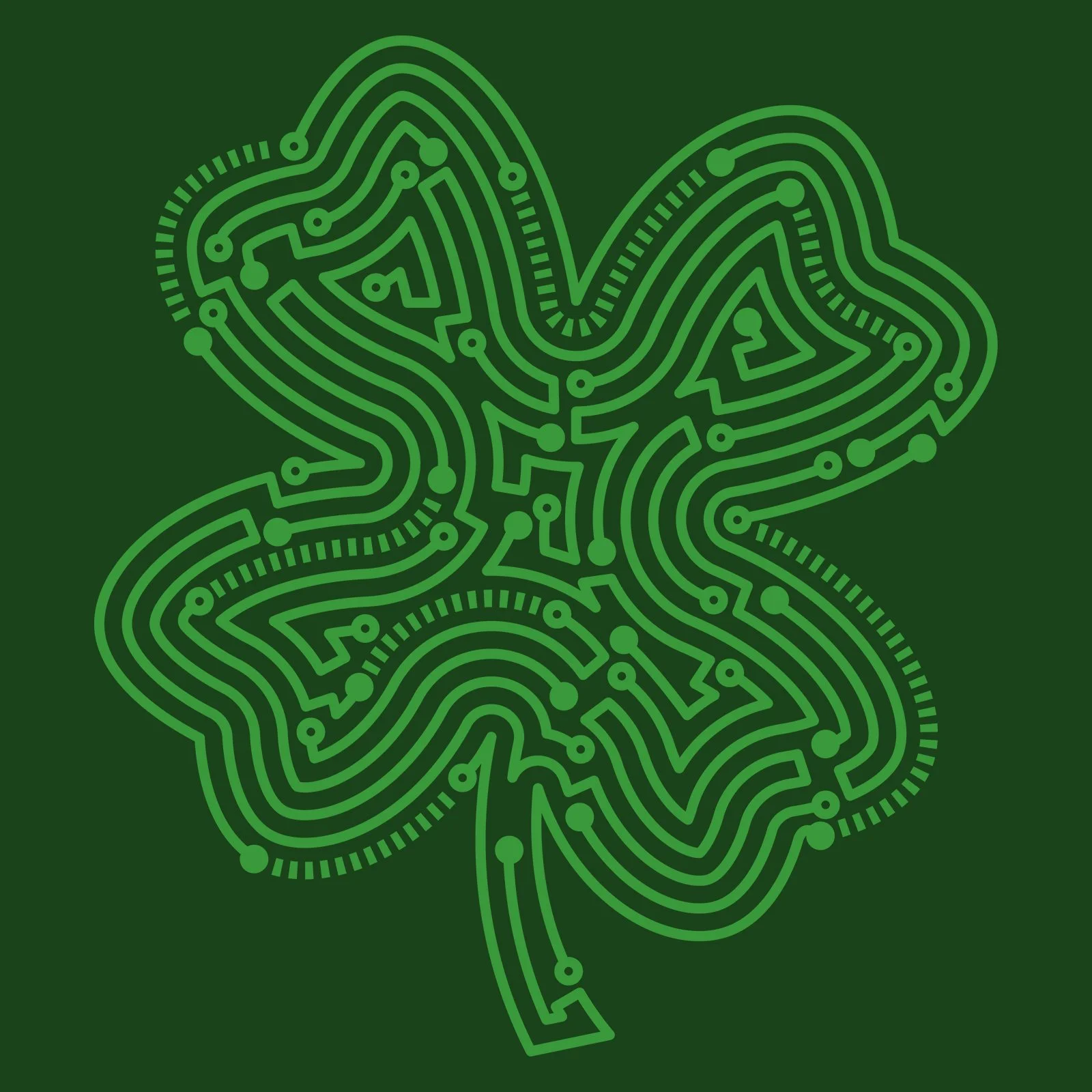 Created a line art illustration of a four-leaf clover as a personal project.