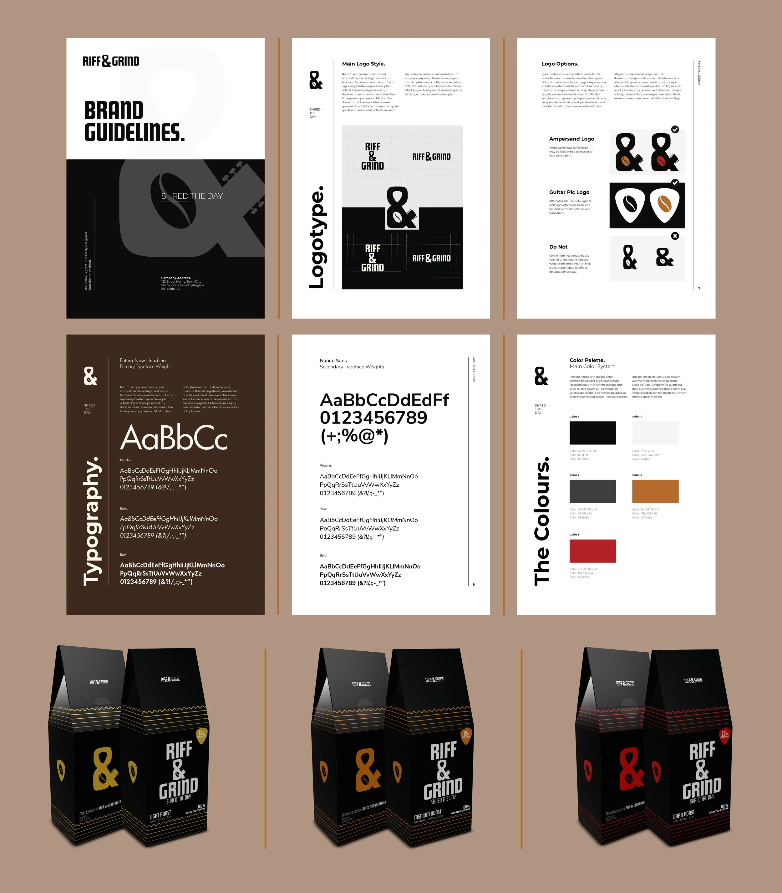 Riff & Grind Coffee Co. is a personal branding project that combines my love of coffee and heavy metal into a bold, distinctive visual identity. From the brand strategy and logo design to packaging and supporting graphics, the project explores how tw