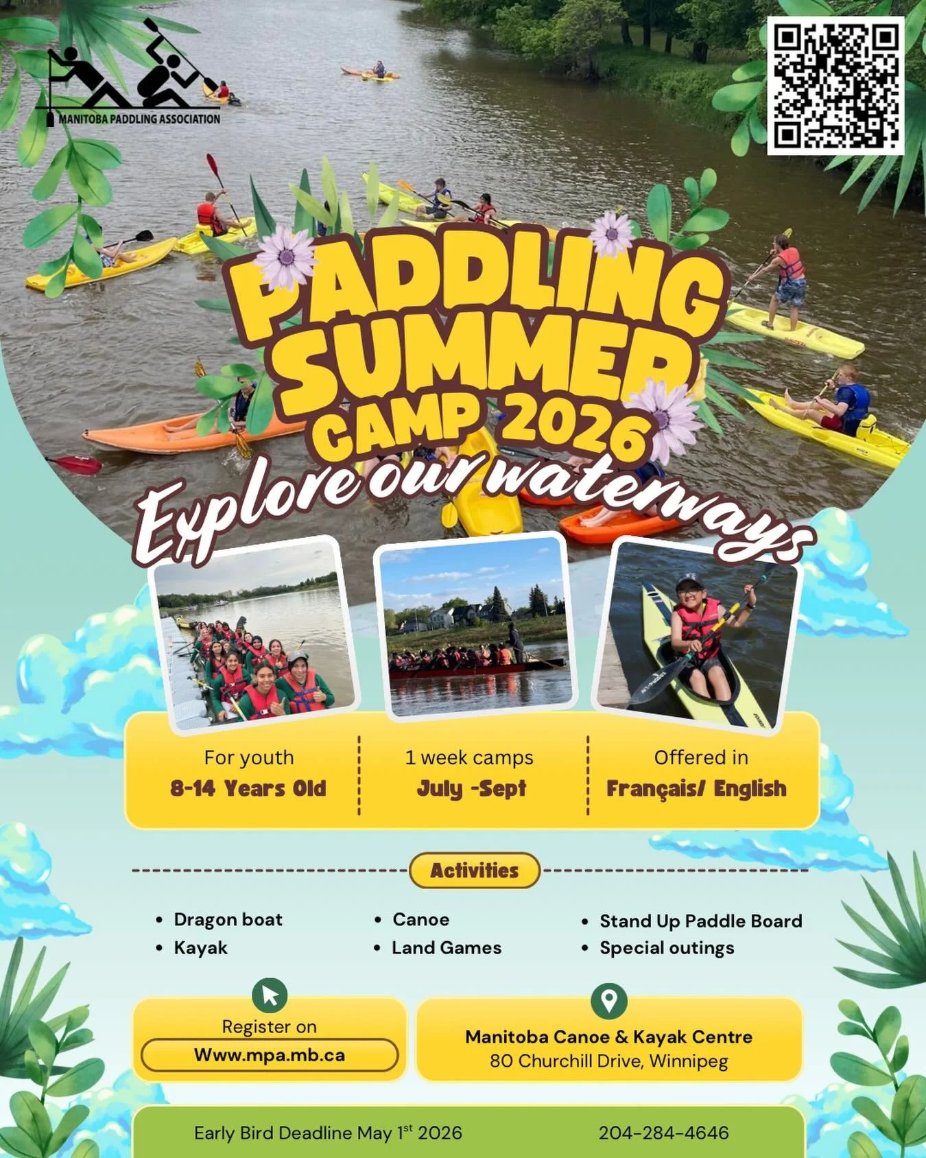 REGISTER NOW FOR 2026 PADDLING SPORTS CAMPS! Early Bird deadline is May 1st!

🌊Kids experience a week full of paddling, fun, and learning! Our summer camp is for youth ages 8 to 14. They get to learn the basics of dragon boat, canoe, kayak and even 