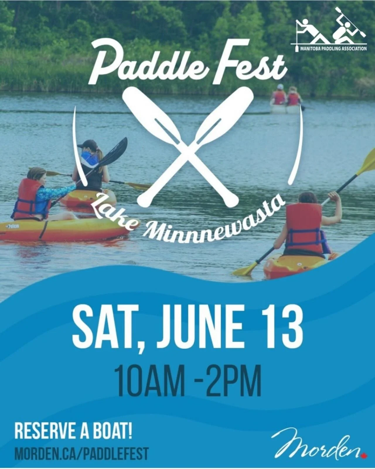 🚣&zwj;♀️🌊 Get ready to hit the water at Morden&rsquo;s Annual Paddlefest! Join us for a fun-filled day of paddling at beautiful Lake Minnewasta!

When? Saturday, June 13th 2026
Time? 10:00 AM &ndash; 2:00 PM
Cost? Free Event (Lake gate fees apply)

