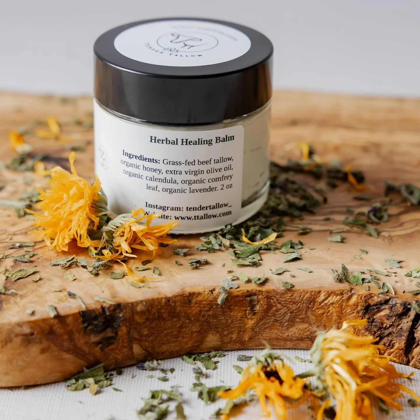 🌿we are SO excited about our new tallow-based whipped herbal healing balm! 

This is a deeply restorative balm crafted from nutrient-rich grass-fed tallow and powerful organic healing herbs. Calendula and comfrey leaf help soothe irritation and supp