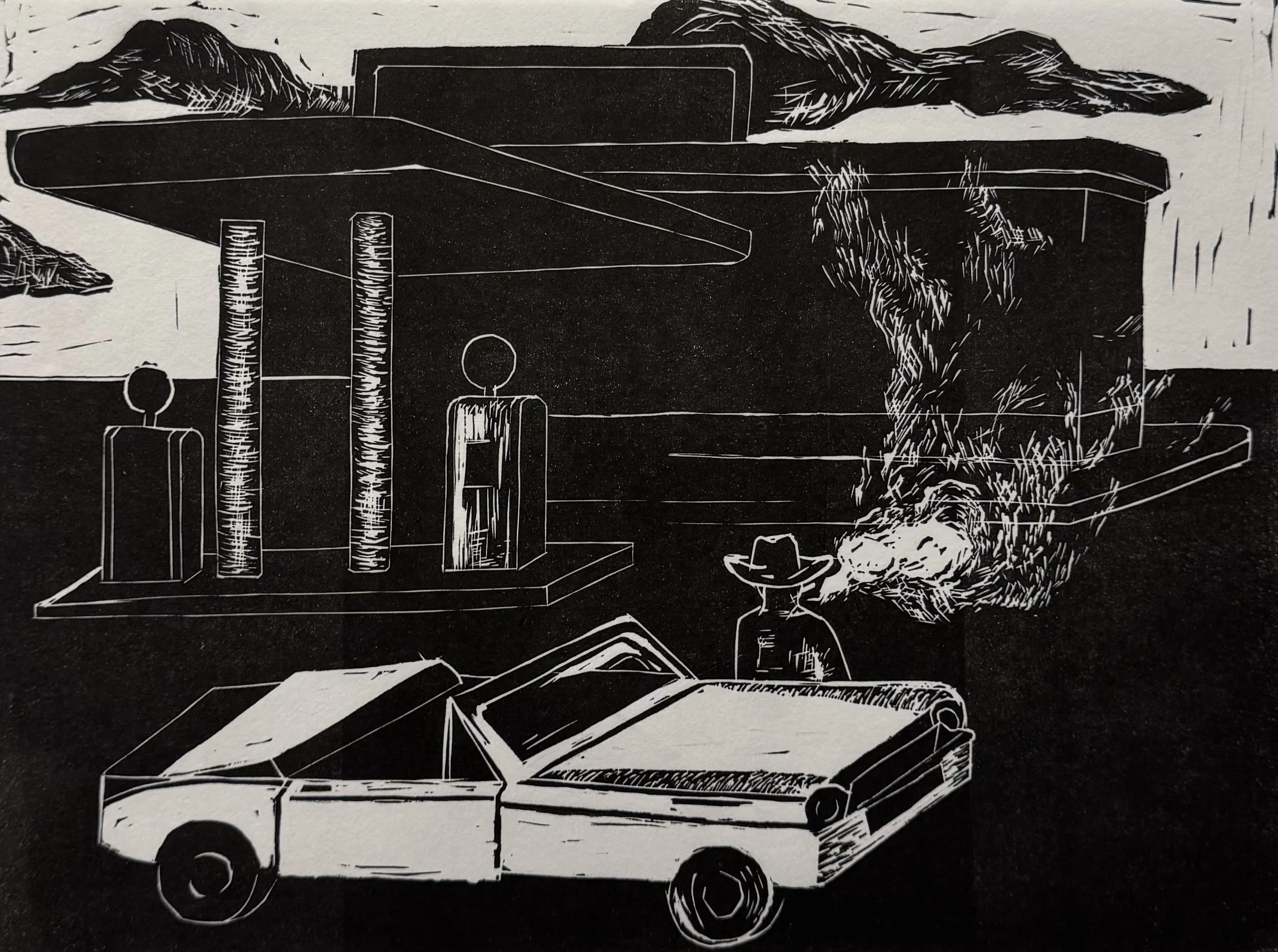 Linocut Print, 6 x 9 in