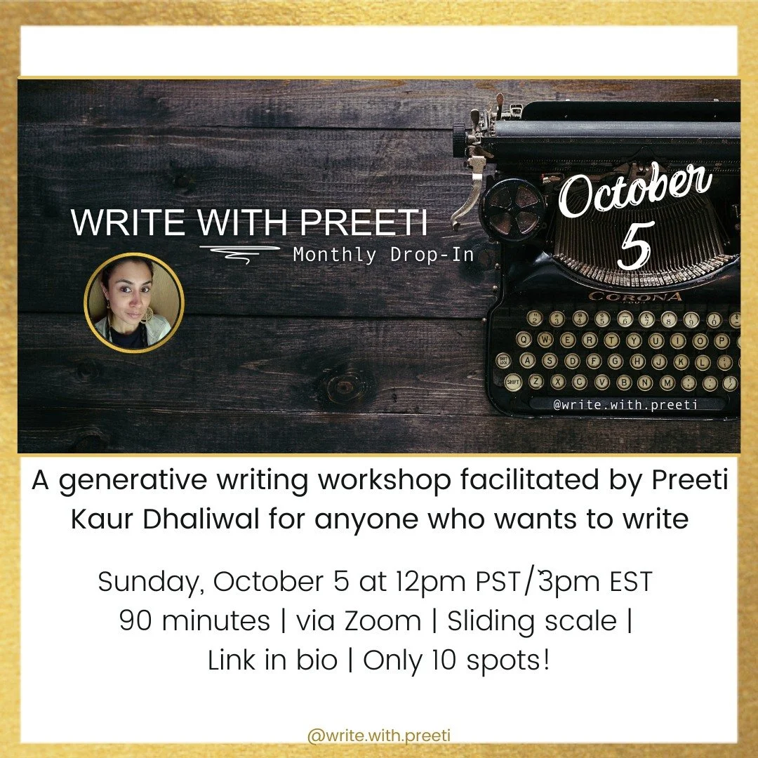 If you're looking for a place to explore your creativity, your stories and your voice, the next drop-in workshop is October 5! You don't have to identify as a writer or creative to join but if you do, wonderful - all levels are welcome. If you can't 