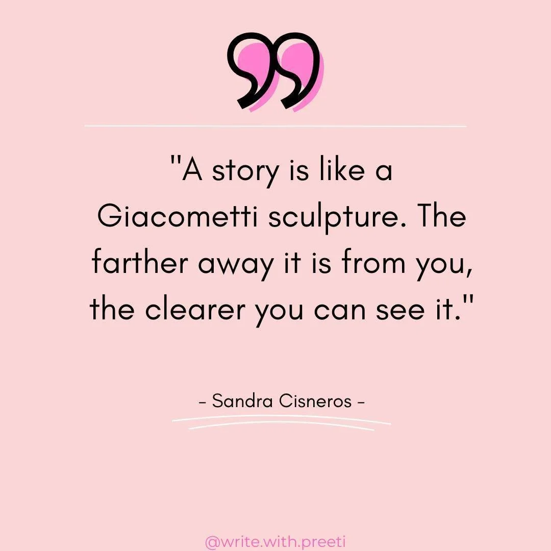 "A story is like a Giacometti sculpture. The farther away it is from you, the clearer you can see it." - Sandra Cisneros. I had to look up Giacometti's sculptures - included a few here for you to peruse. What do you think?

If you're lookin