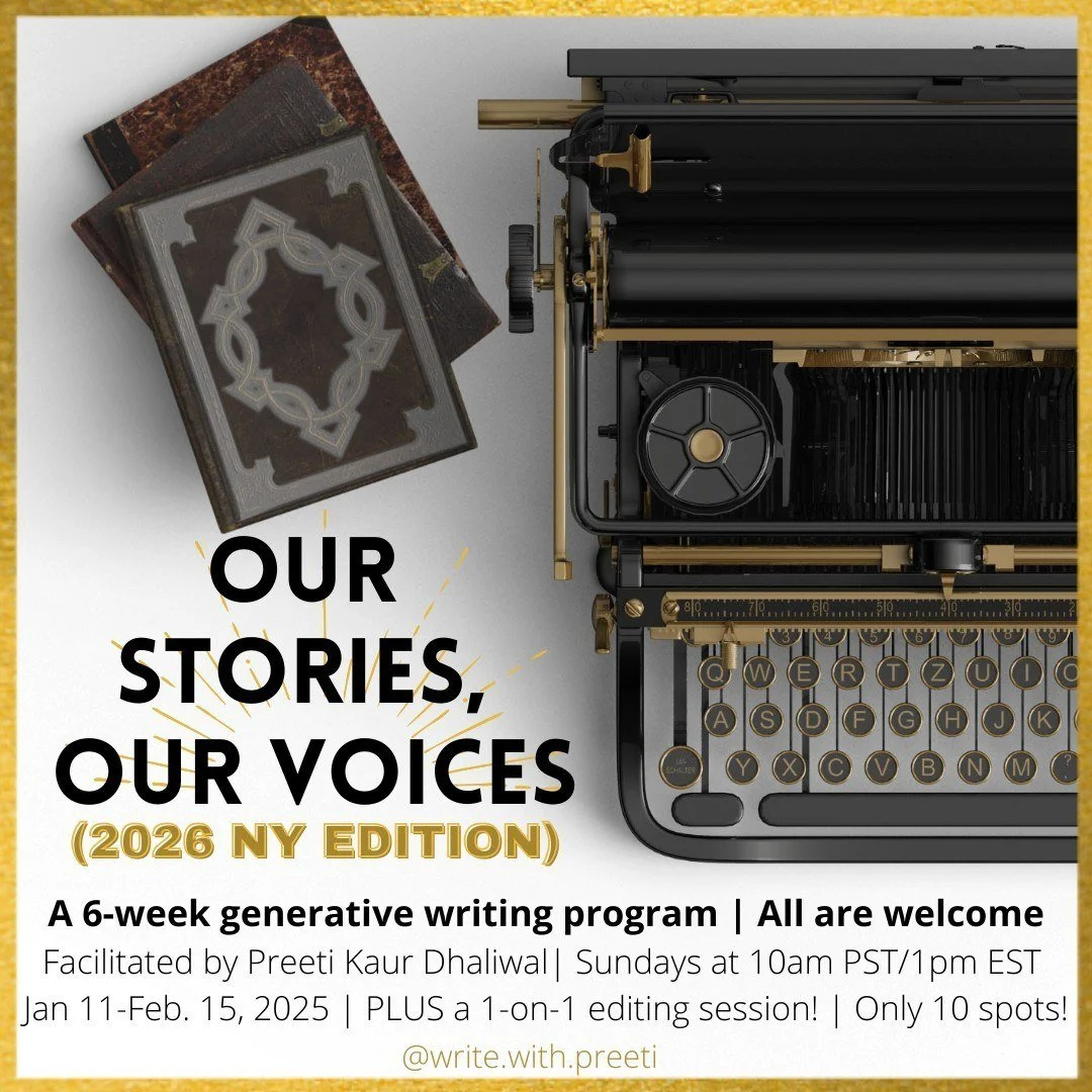Write your way into 2026. New year, same beautiful-messy-brilliant you stepping into your voice, your intentions and your creativity. 

Our Stories, Our Voices is a 6-week program designed to help you develop different techniques to find your flow an