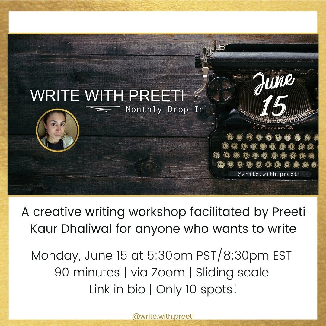 Just 5 spots left for my next online drop-in writing workshop on June 15 (it's already half full and I'm only just posting about it)!

If you've been craving a little more space to slow down, reflect, and reconnect with your voice, I'd love to have y