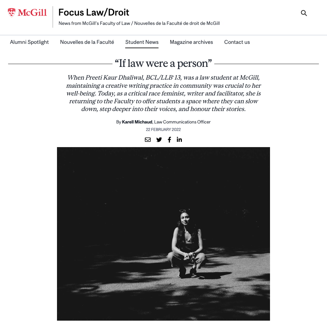 If Law were a Person article by Preeti Kaur Dhaliwal at McGill University