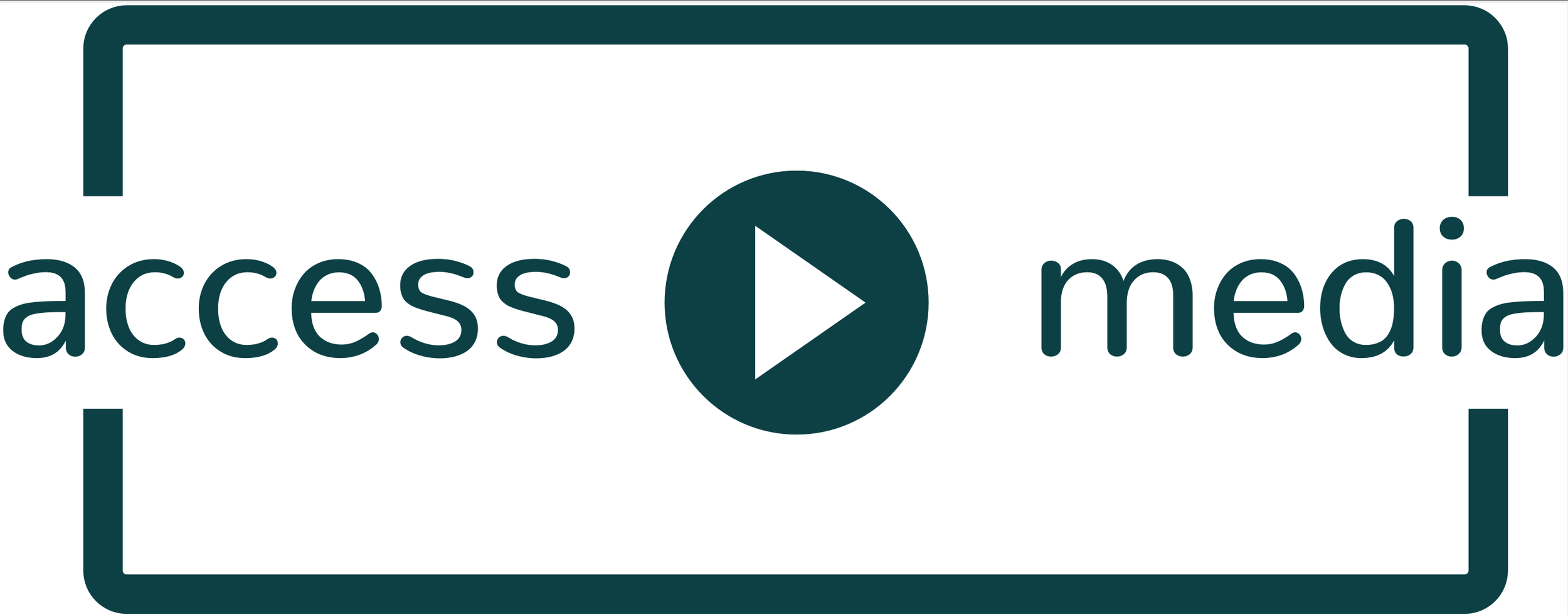 Access media button icon with text 'access media' inside a rectangular frame.