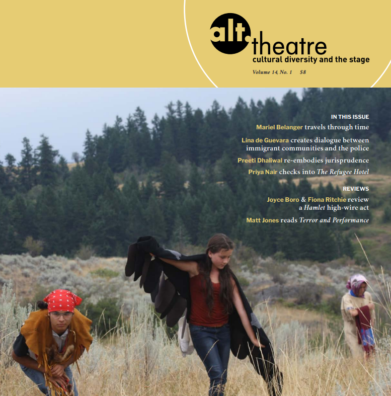 Three young girls walking through a grassy field with trees and hills in the background. One girl is wearing a red headscarf and glasses, another girl is carrying a coat on her shoulders, and the third girl is standing further back.