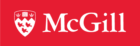 McGill University logo on a red background with a shield featuring a lion and books.