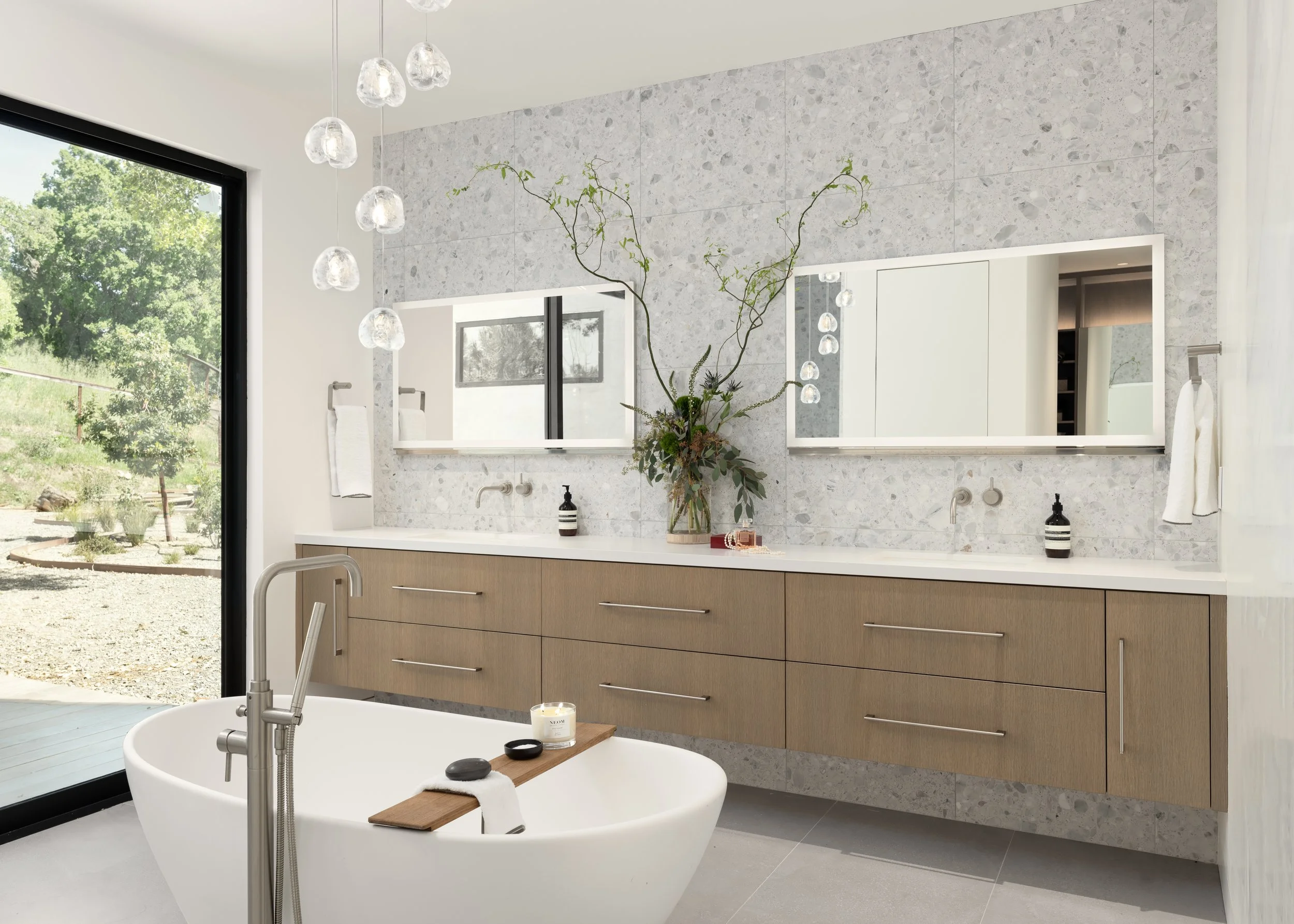 Gorgeous modern designed bathroom. Interior design spaces that reflect high-end luxury.
