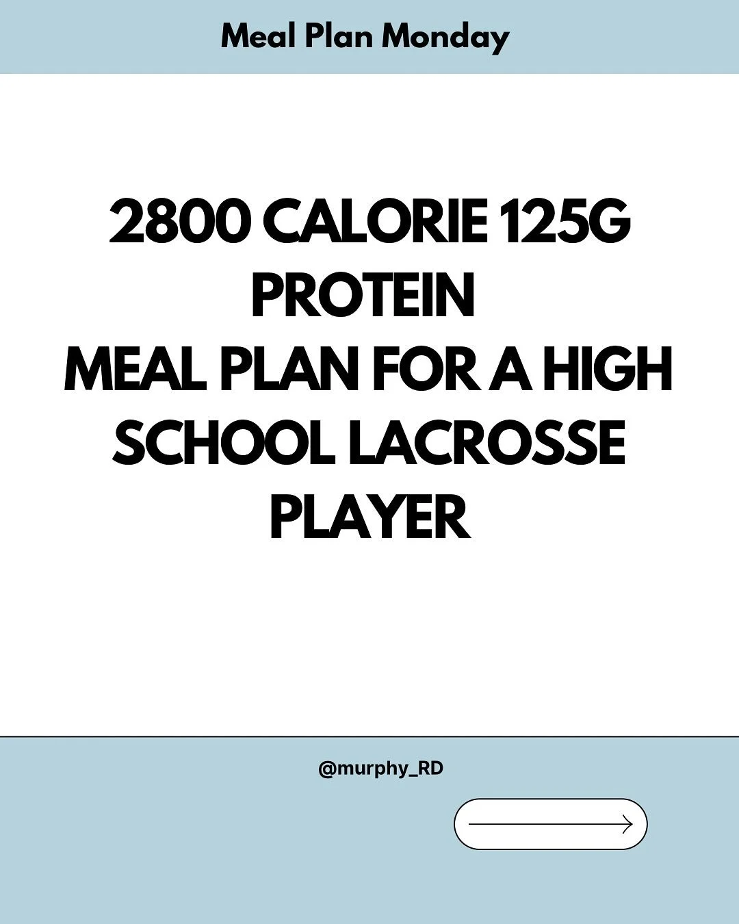 Meal Plan Monday: off season high school lacrosse. 

Your training demands likely look very different in the off season and your fueling plan will reflect that. But that doesn&rsquo;t mean slashing calories down to nothing. 

Take this sample rest da
