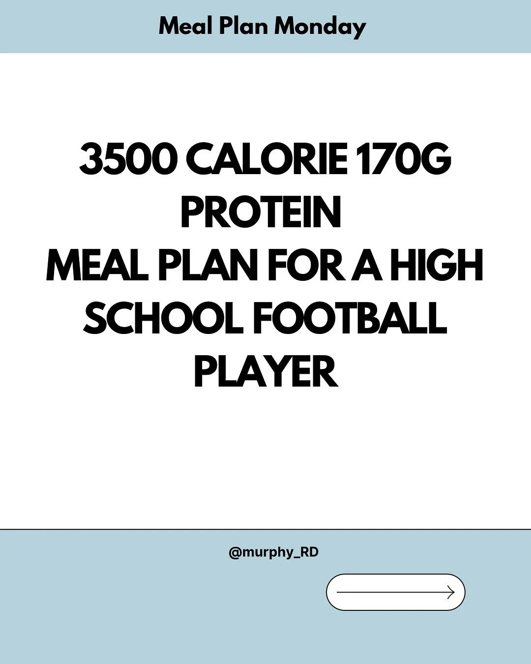 Happy Monday, let&rsquo;s talk meal plan for a football player! 

Your season may have ended, or be close to finishing up, but that doesn&rsquo;t mean we take our foot off the gas with fueling. 

The off-season can be a great time to focus on body co
