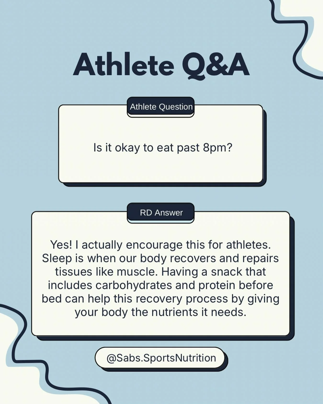 This nutrition question has been coming up a ton lately for my athletes. 

Whether it&rsquo;s after dinner hunger they&rsquo;re experiencing or they&rsquo;re finishing practice at 9pm or later. They want to know, can I eat past 8pm? 

And the answer 