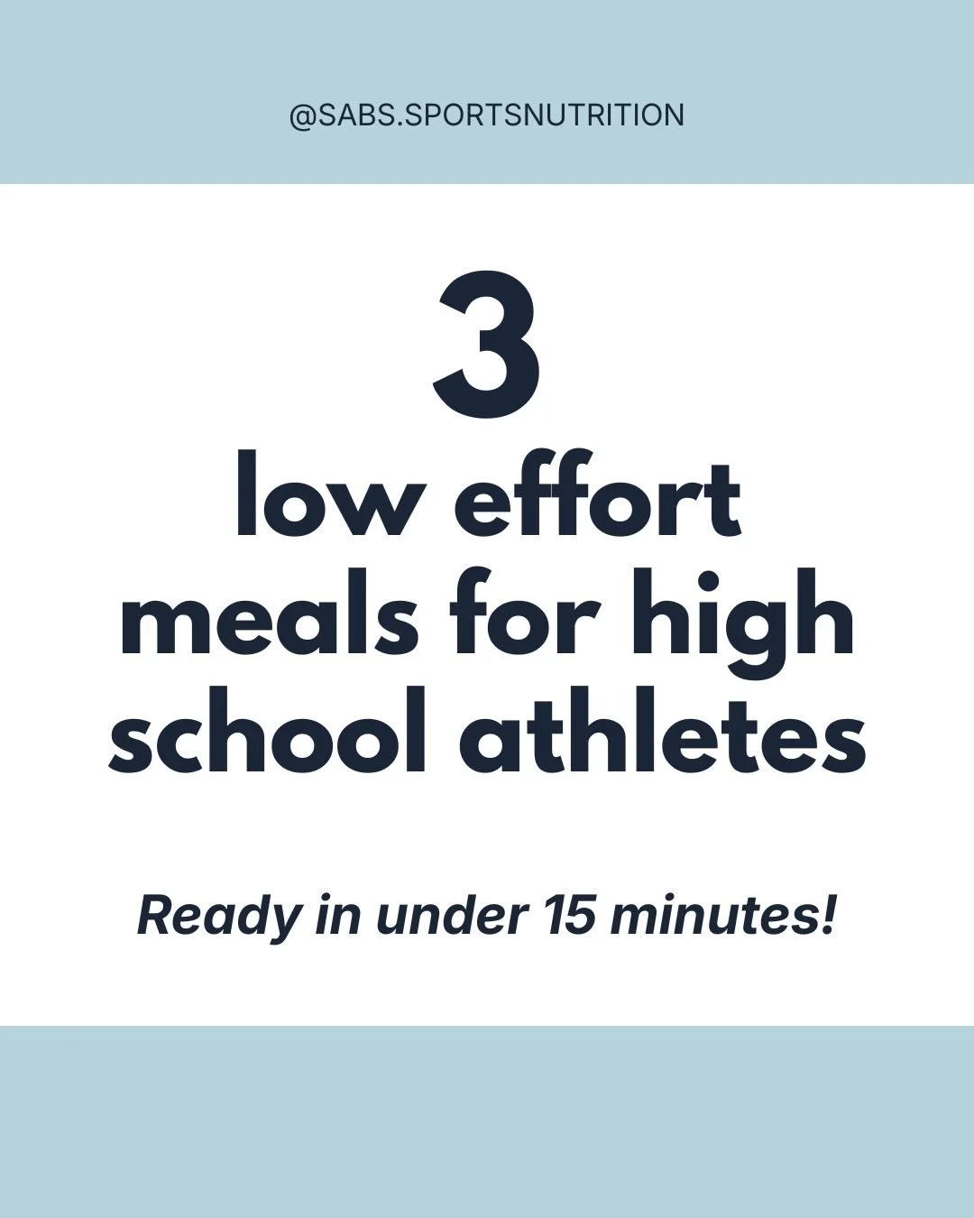 Fueling yourself as a high school athlete can be intimidating if you&rsquo;re not super comfortable in the kitchen, but choosing not to fuel yourself instead will only hurt your performance. 

These options are quick, simple, and balanced providing e