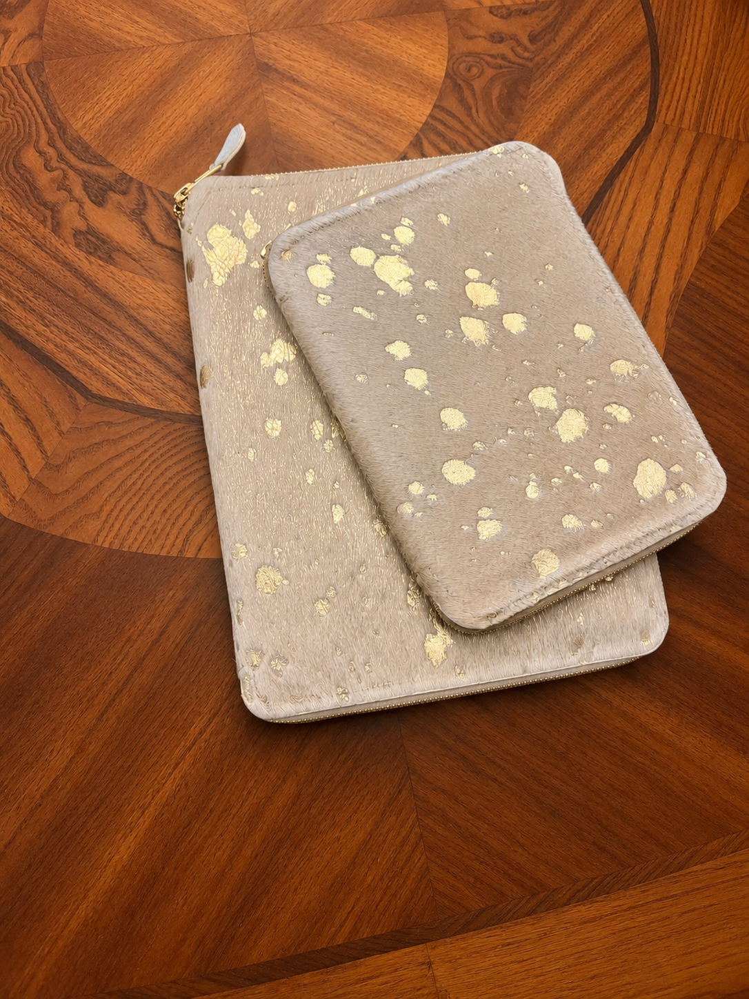Cream & Gold Metallic Cowhide IPAD/Tablet Cover