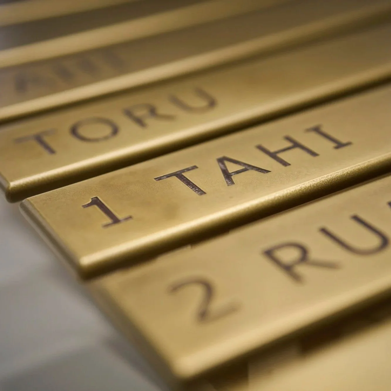 Contemporary joinery finished in a Brass Metalier liquid metal finish in Auckland New Zealand