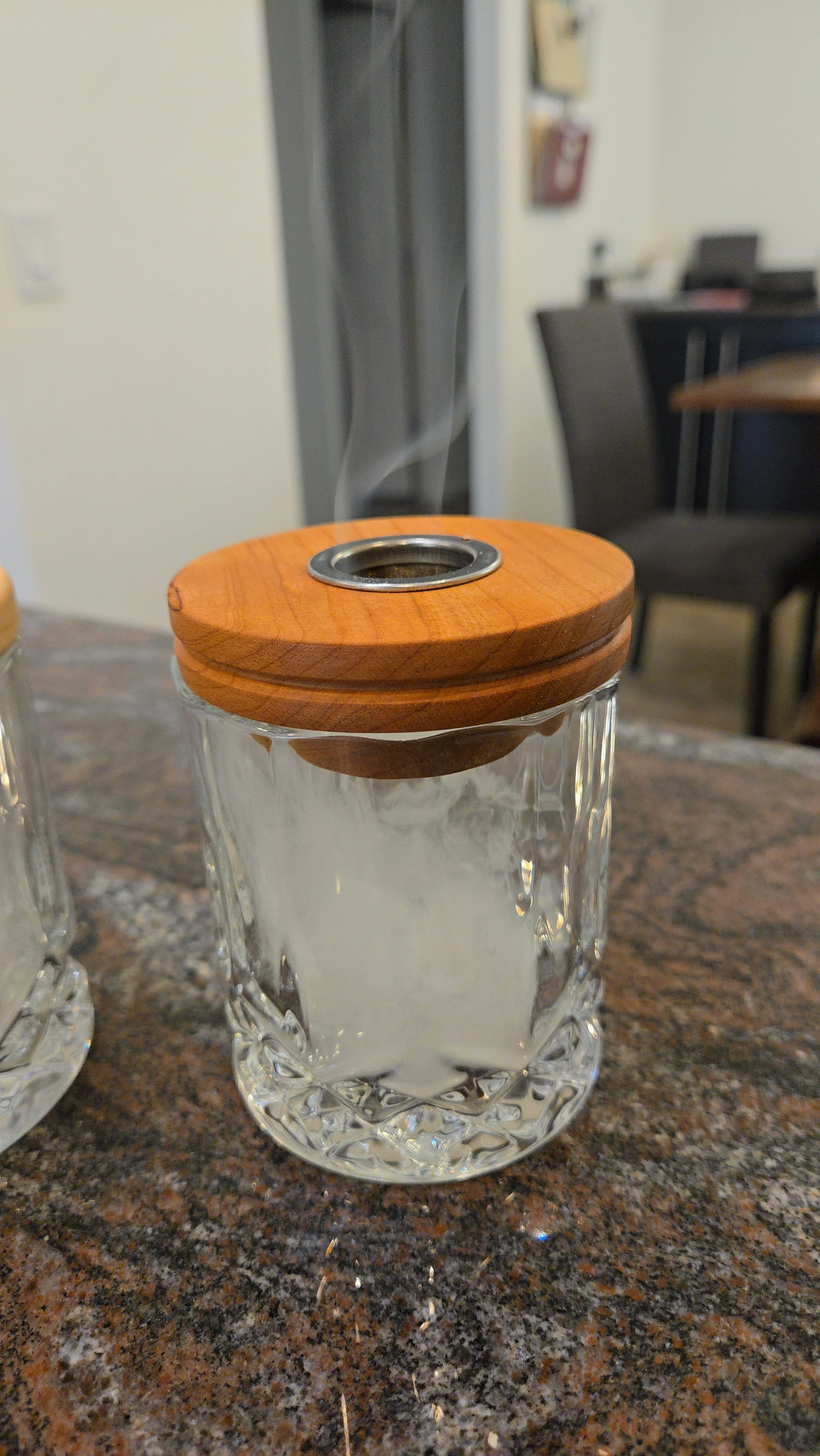 Handcrafted from solid cherry wood, this cocktail smoker offers warm tones and smooth performance. Cherry’s tight grain and natural stability make it ideal for torch-style smoking without affecting flavor. Lathe-turned for a secure fit over standard 