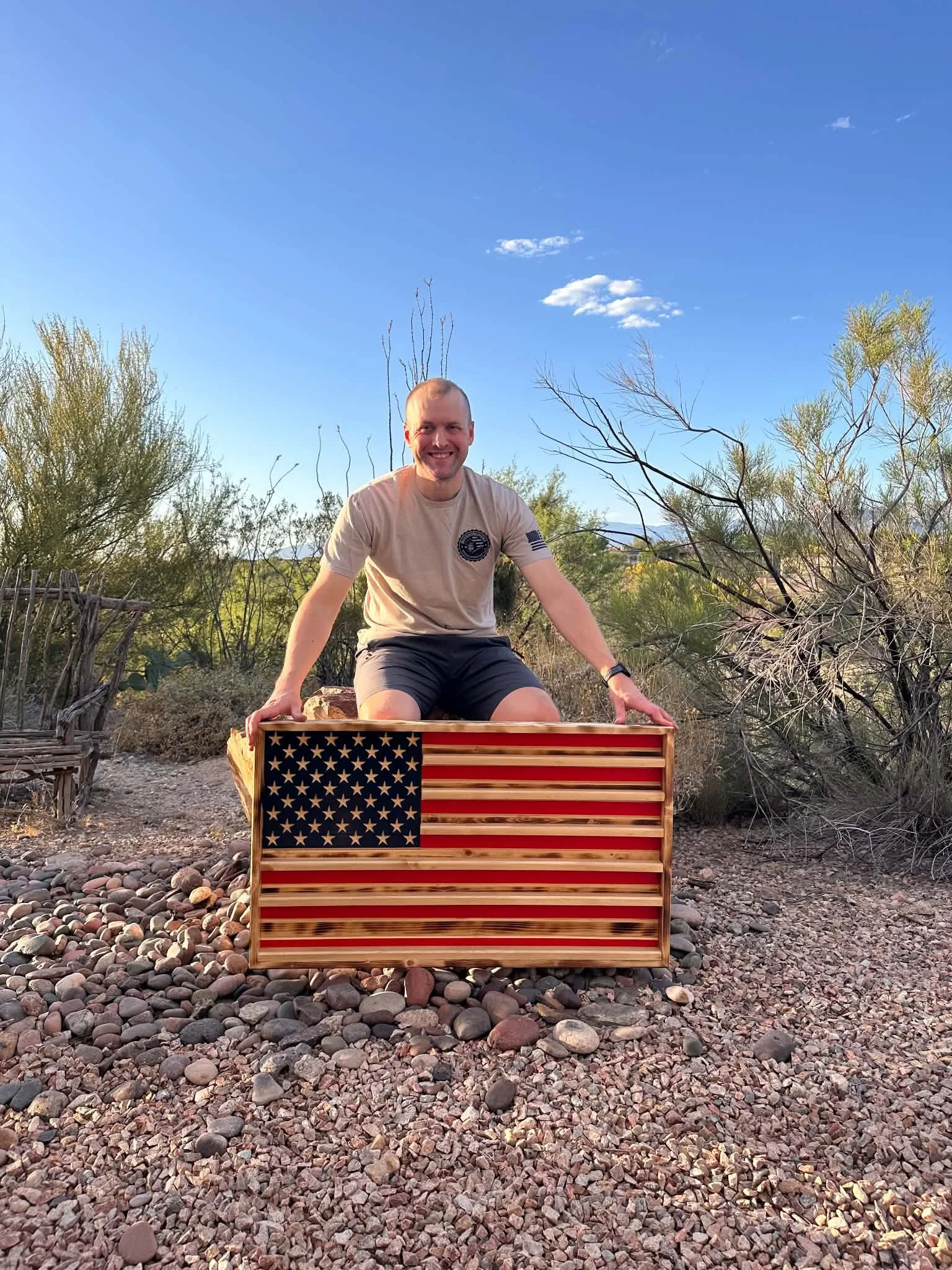 Large American Flag Coin Display | Solid Wood Wall Rack