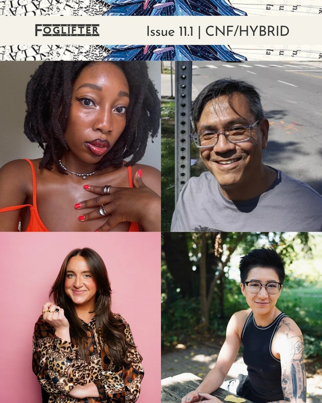 🌸 11.1 CNF/HYBRID sneak peeks from contributors Magenta Naaku, frank kensaku saragosa, Razi	Shadmehry, and Reo Wang.

🔗 Print issue now available in our shop, while supplies last:
https://www.foglifterjournal.com/shop-11-1 

❤️&zwj;🔥 Special thank