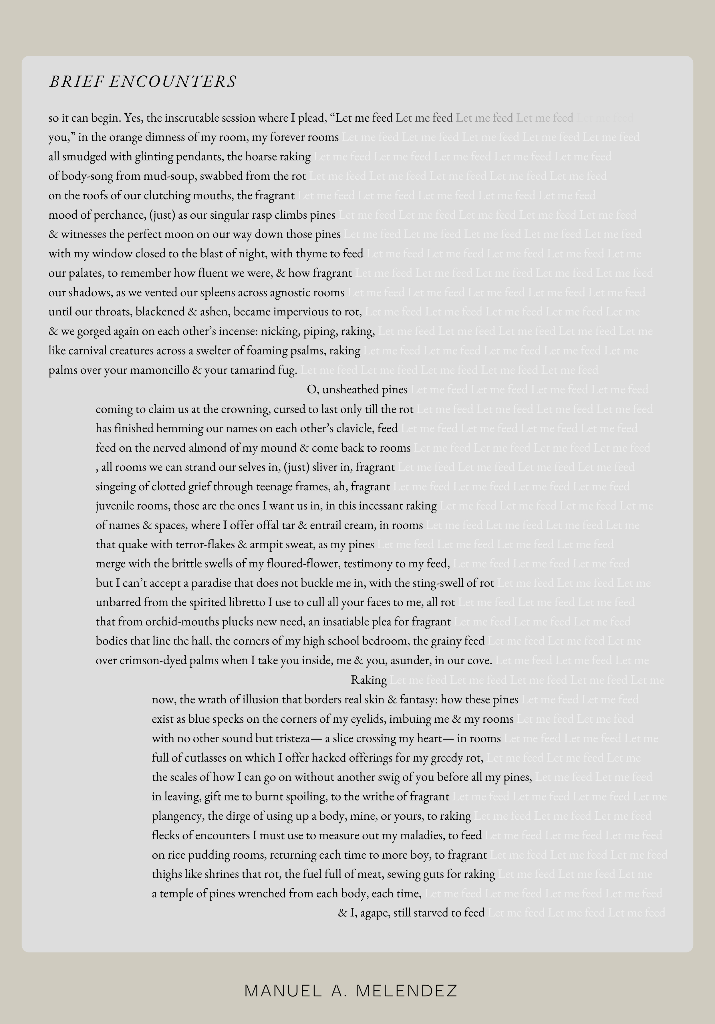 Manuel A. Melendez| Brief Encounters