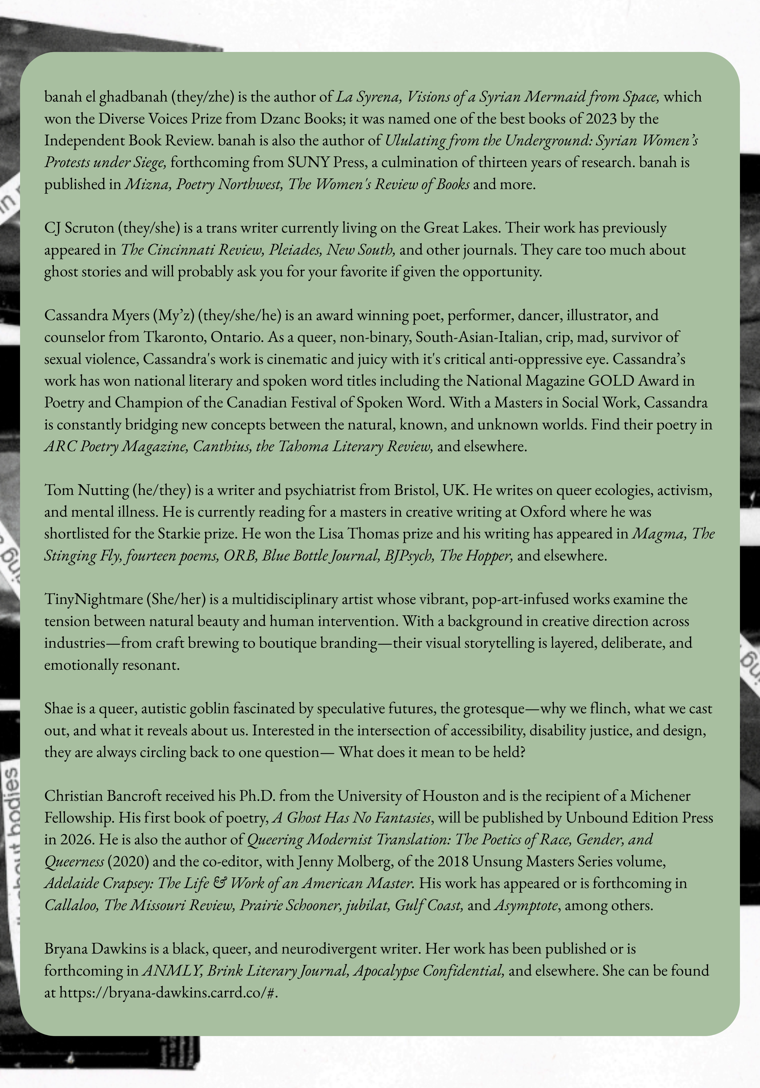 Acknowledgements part two