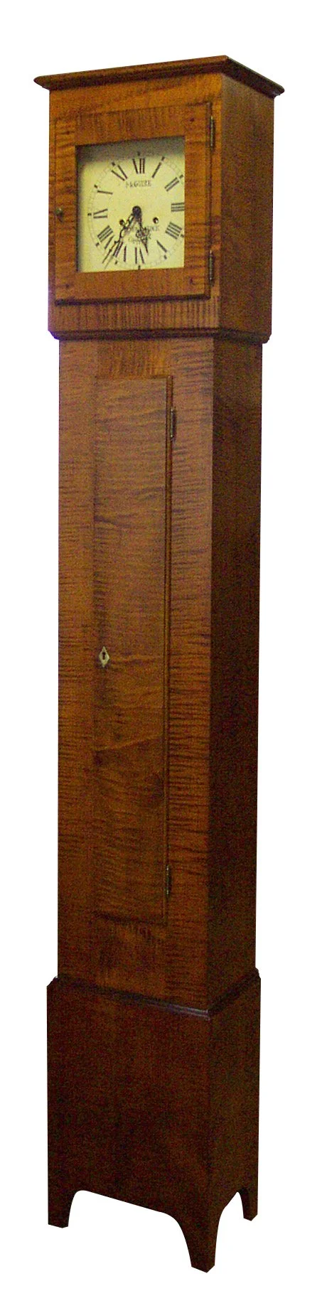 shaker handcrafted tall clock curly maple