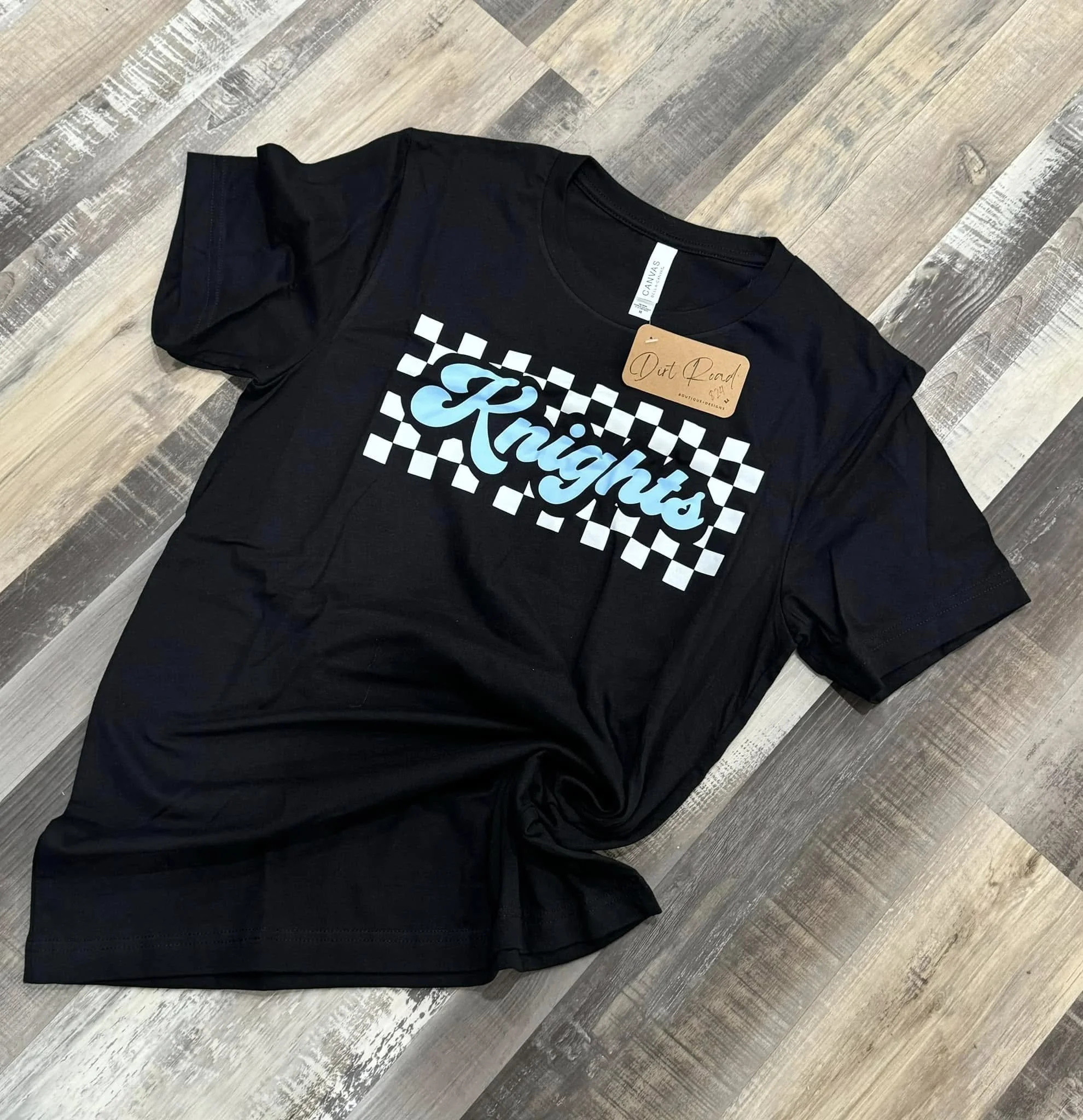 Adult Black Checkered Knights Tee