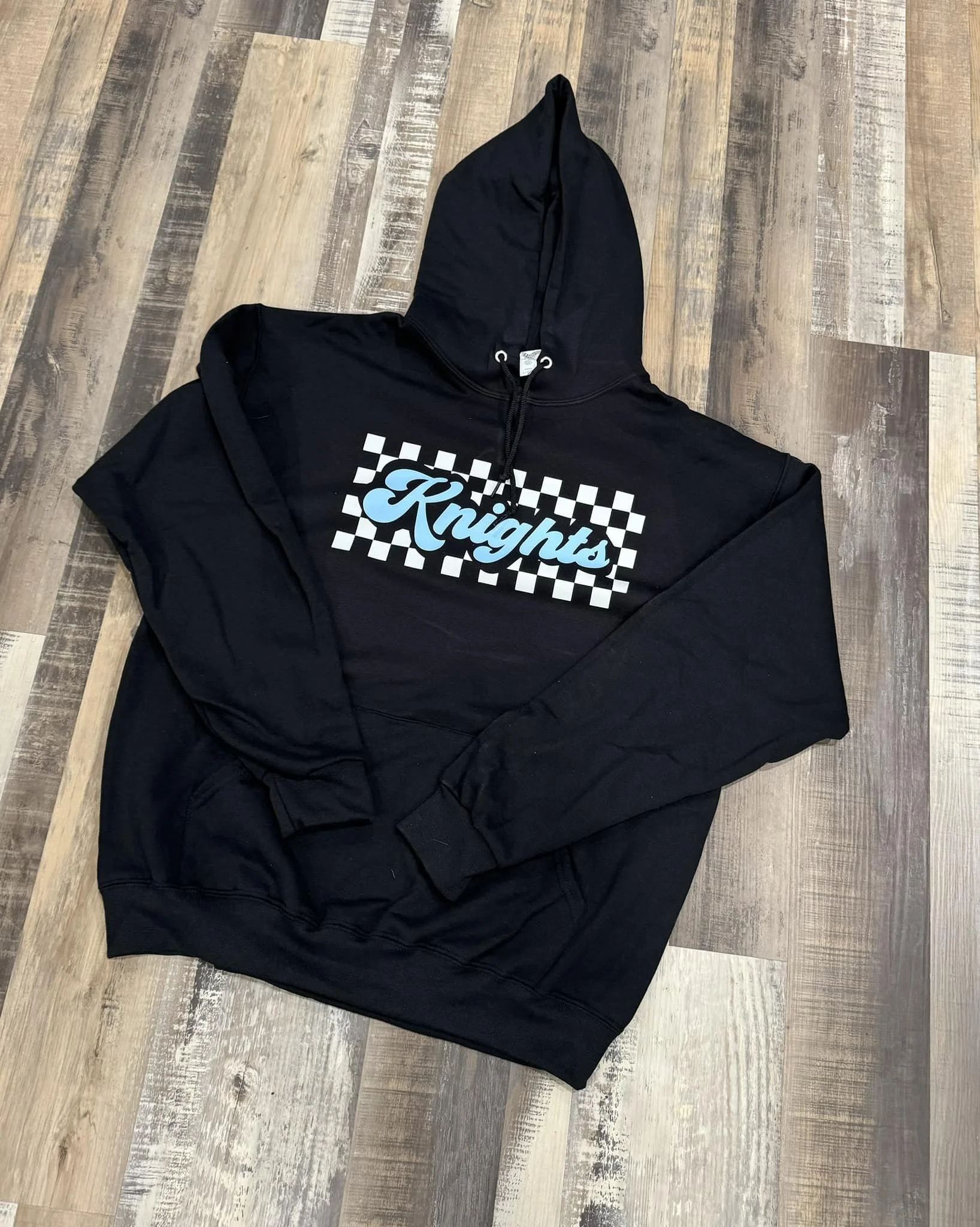Adult Black Checkered Knights Hoodie