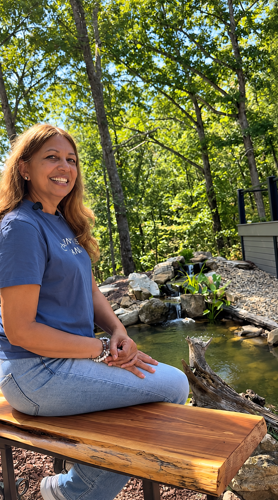 Smiling by the Woodland Waterfall.png