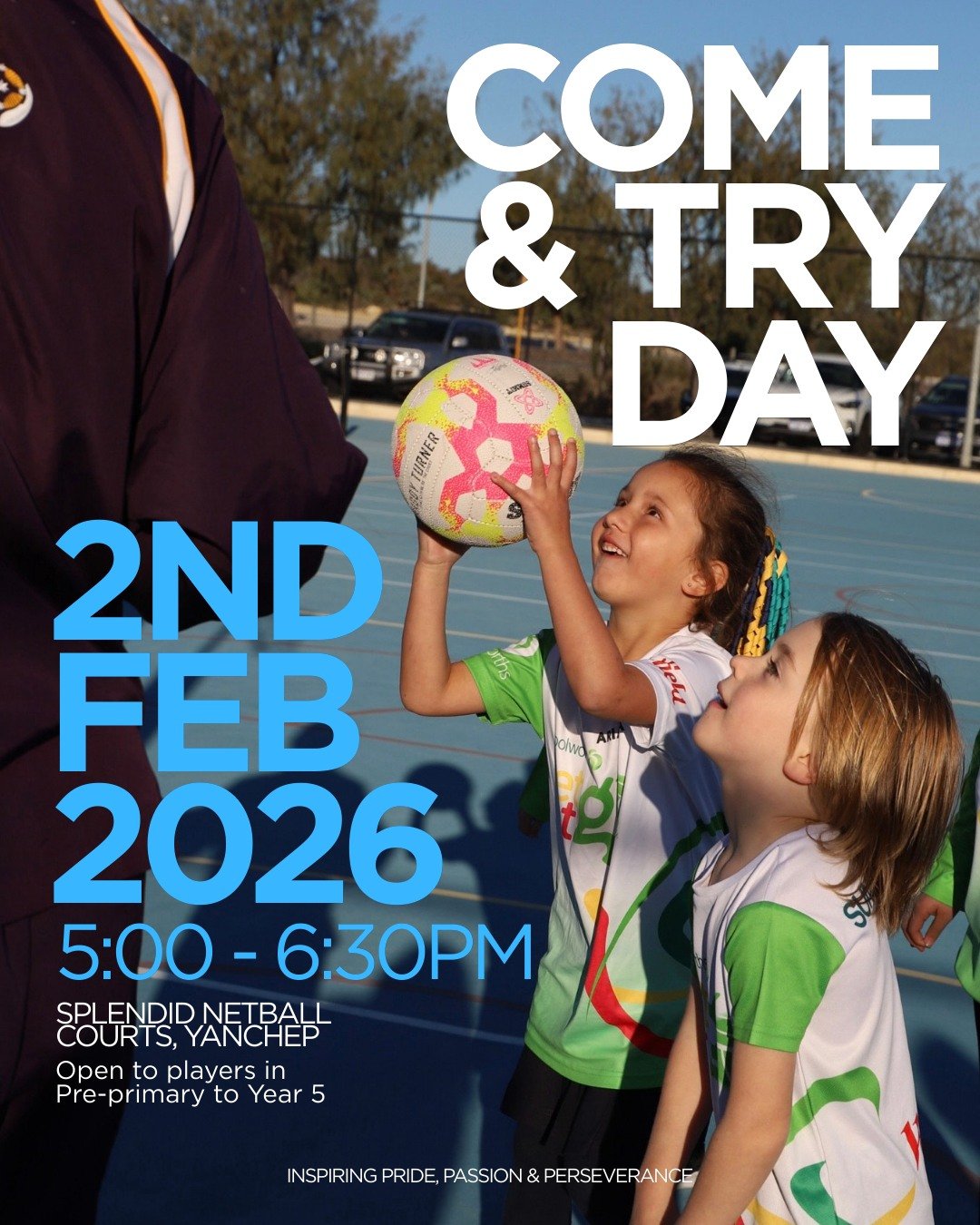 📣 NET. SET. GO! Come &amp; Try Day &ndash; 2026 Season 📣

Ready to give netball a go? 🏐✨
Yanchep Netball Club is excited to welcome new players to our Net Set Go Come &amp; Try Day &ndash; the perfect introduction to netball in a fun, friendly and